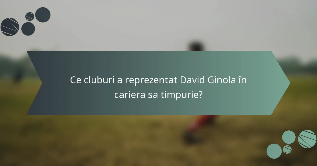 Ce cluburi a reprezentat David Ginola în cariera sa timpurie?
