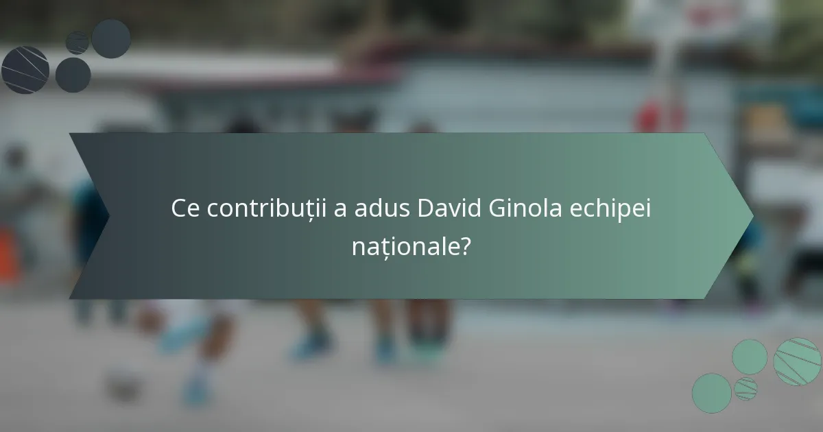 Ce contribuții a adus David Ginola echipei naționale?