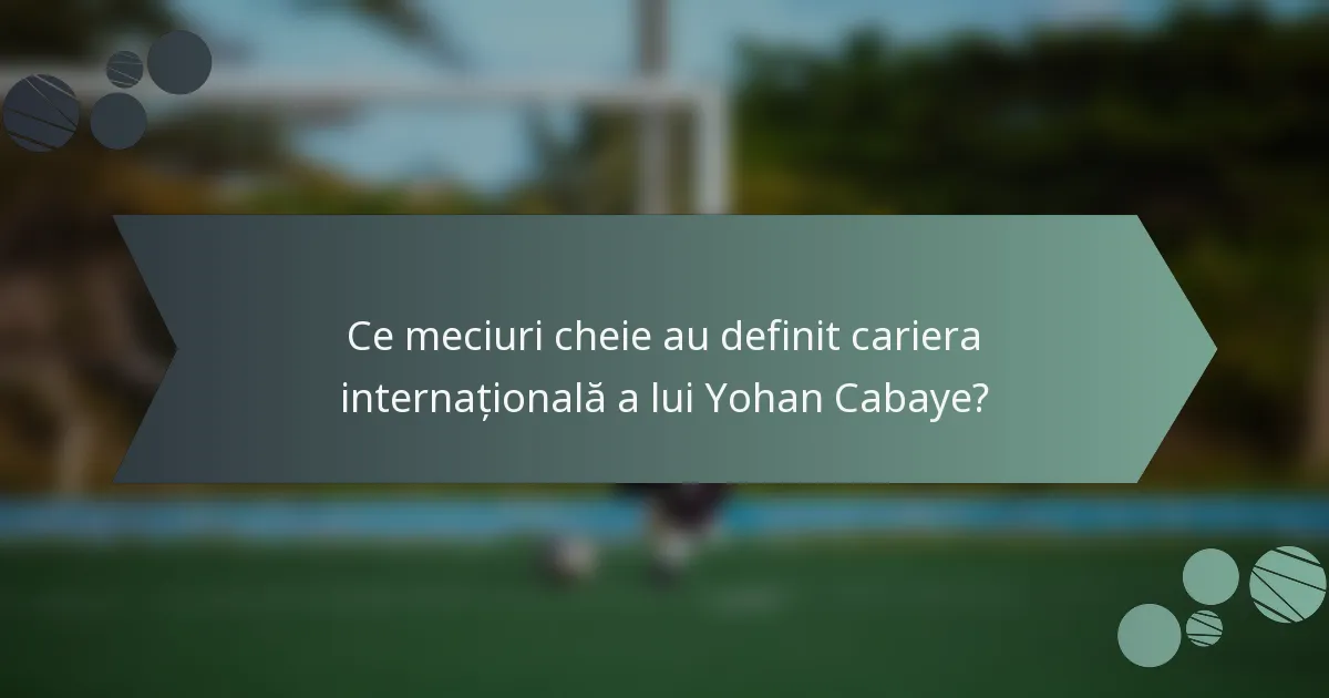 Ce meciuri cheie au definit cariera internațională a lui Yohan Cabaye?