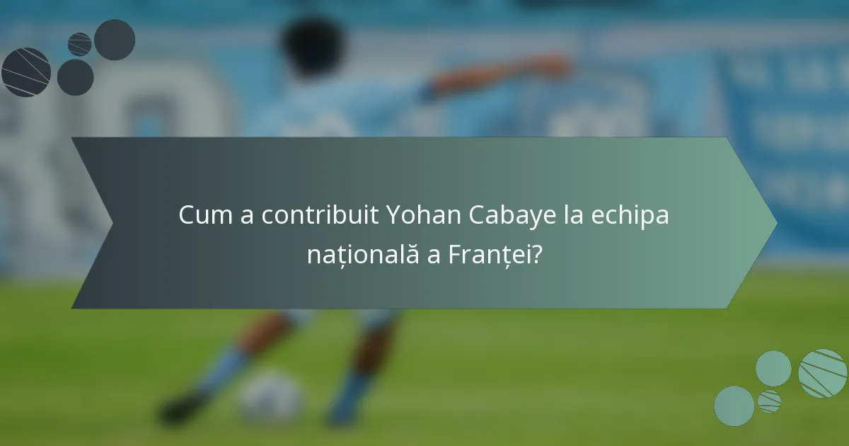 Cum a contribuit Yohan Cabaye la echipa națională a Franței?